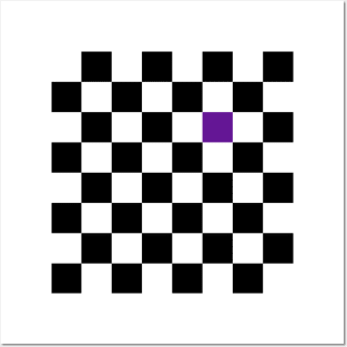 Checkered Black and White with One Purple Square Posters and Art